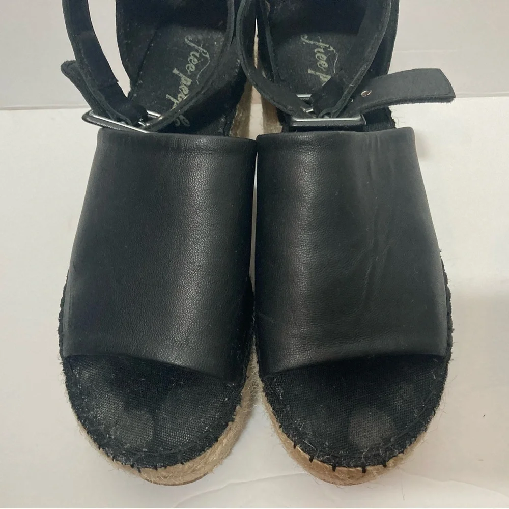 Free People Coastal platform wedge espadrilles sandals EURO 37 US 6.5 black